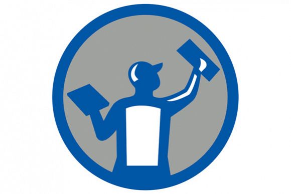 Plasterer Masonry Trowel Circle Retro example image 1