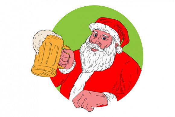 Santa Claus Drinking Beer Drawing example image 1