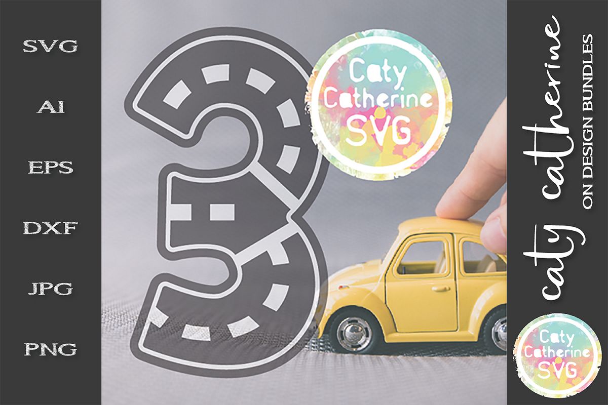 Road Map Kids Birthday Number Three SVG Cut File example image 1