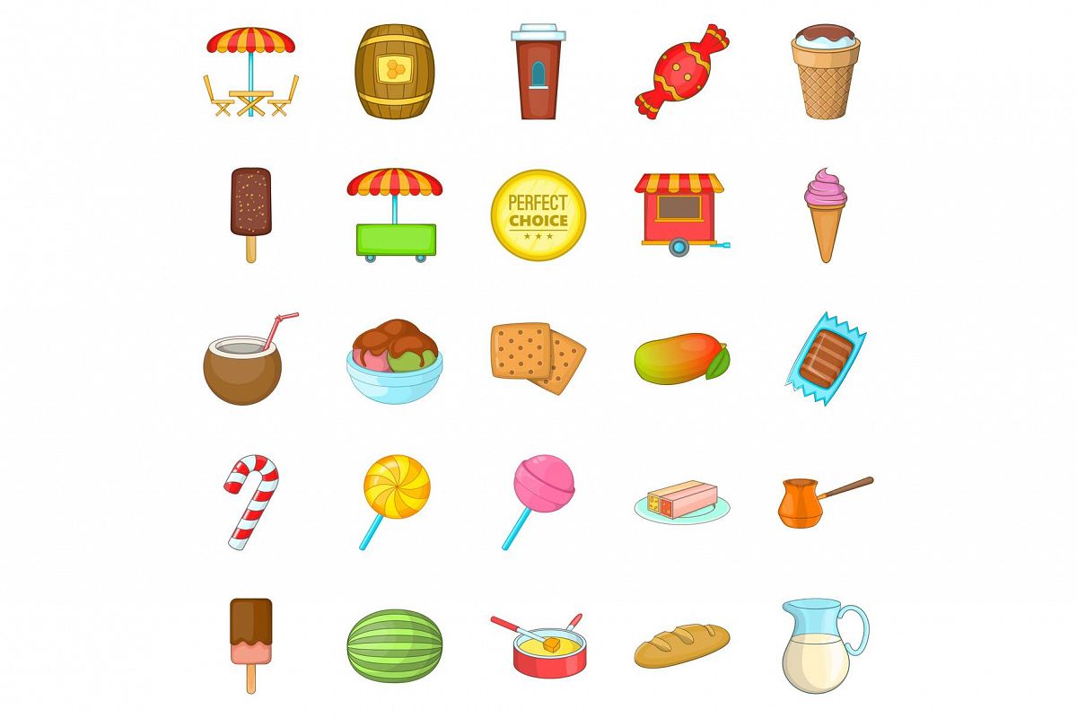 Candy icons set, cartoon style example image 1