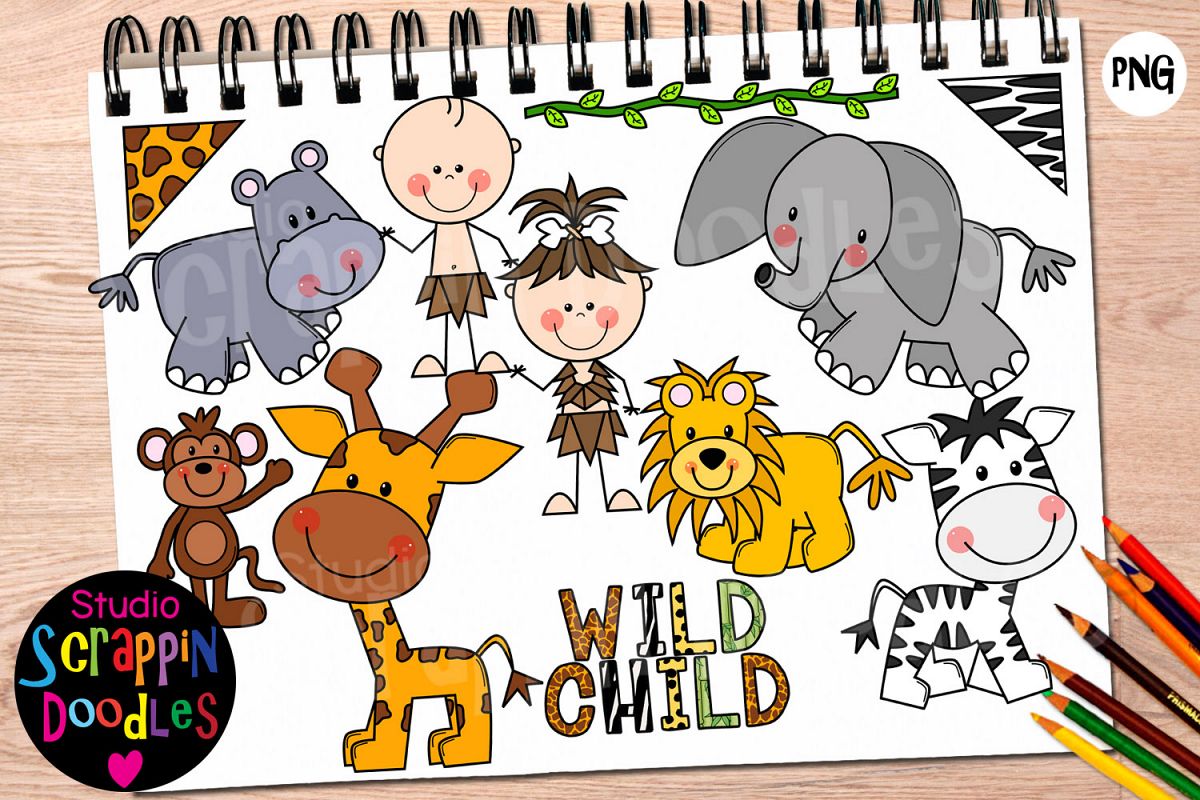 Jungle Babies Clip Art example image 1