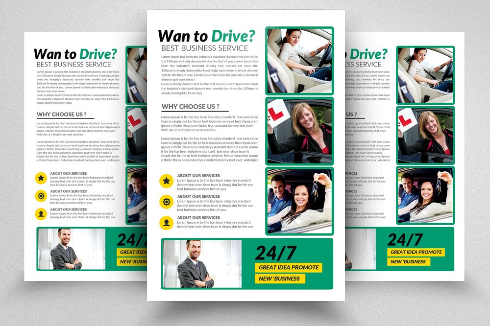 Learn Driving School Flyers Template example image 1