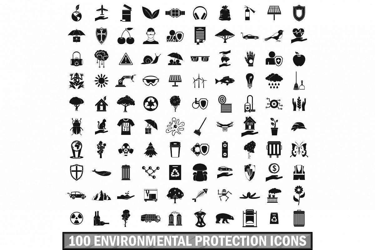 100 environmental protection icons set example image 1