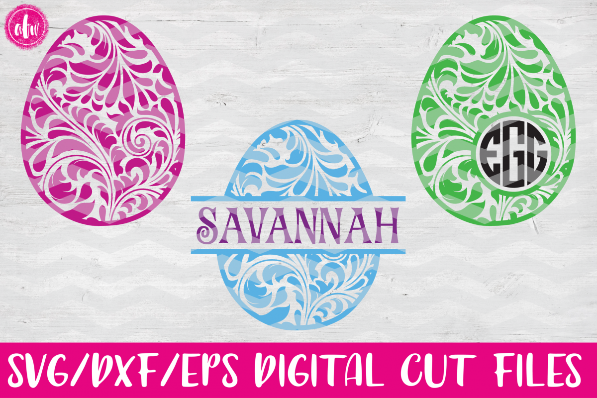 Flourish Pattern Easter Eggs Set - SVG, DXF, EPS Cut Files example image 1