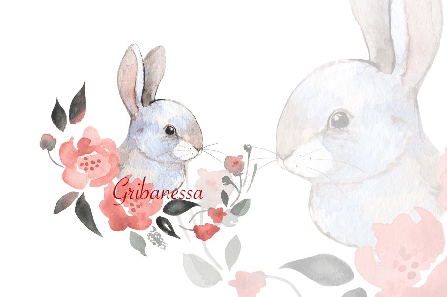 Rabbit and flowers example image 1