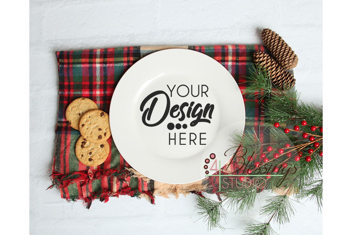 Plate Mockup, Christmas Mockup, Cookie Plate Mock Up example image 1