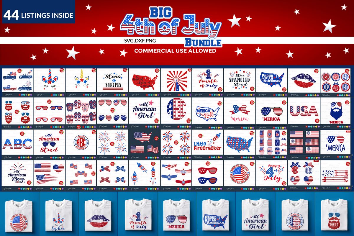 4th of july svg, svg bundle, patriotic svg, fourth of july svg, Files for Silhouette Cameo or Cricut, Commercial & Personal Use. example image 1
