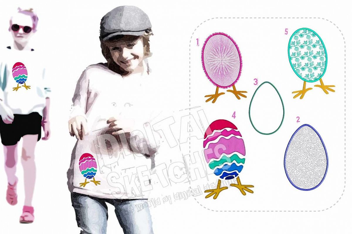 Easter Egg Applique Design Machine Embroidery 3 Sizes example image 1