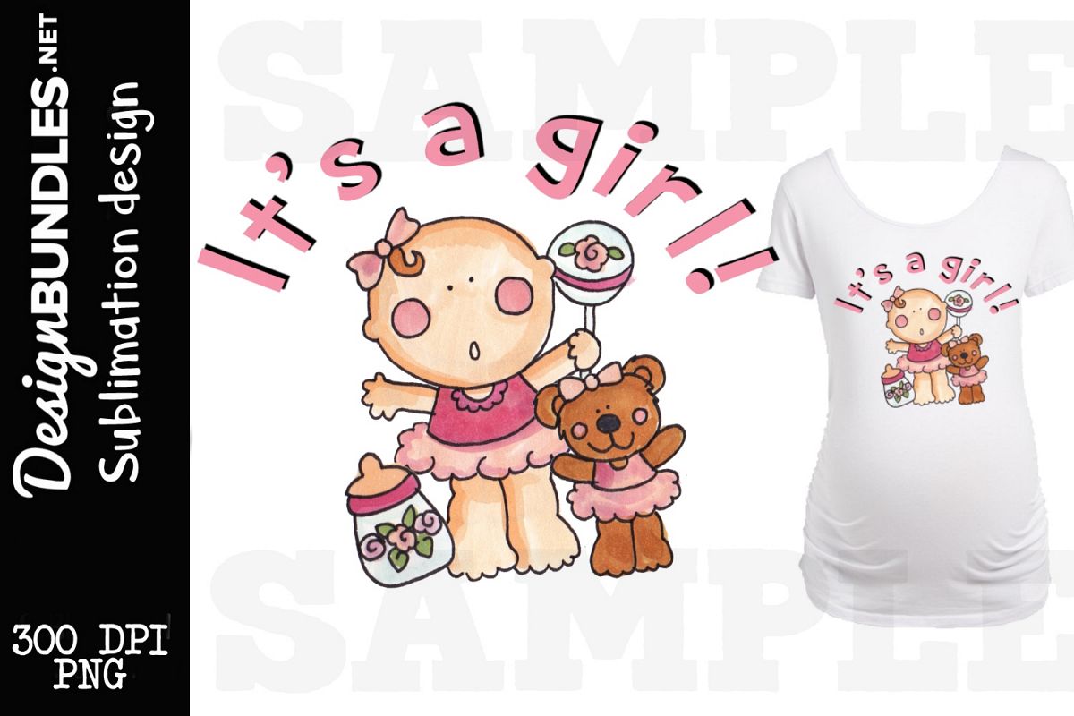 Its a Girl Sublimation Design example image 1