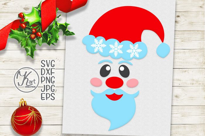 Santa face svg dxf file png clip art digital download example image 1