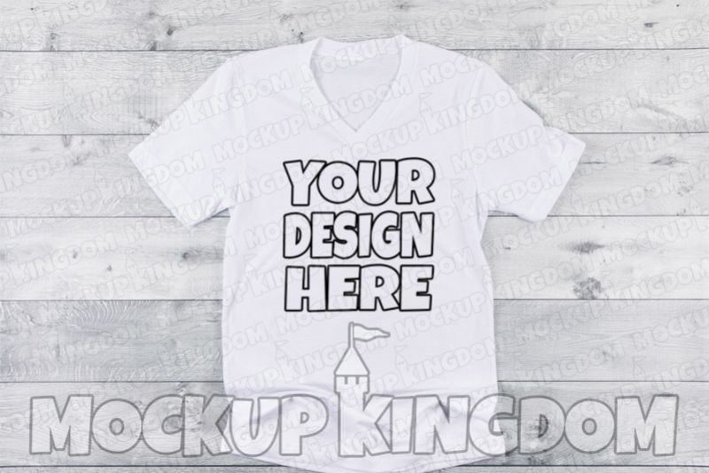 Unisex V-Neck Shirt Mockup, Bella Canvas Mockup example image 1