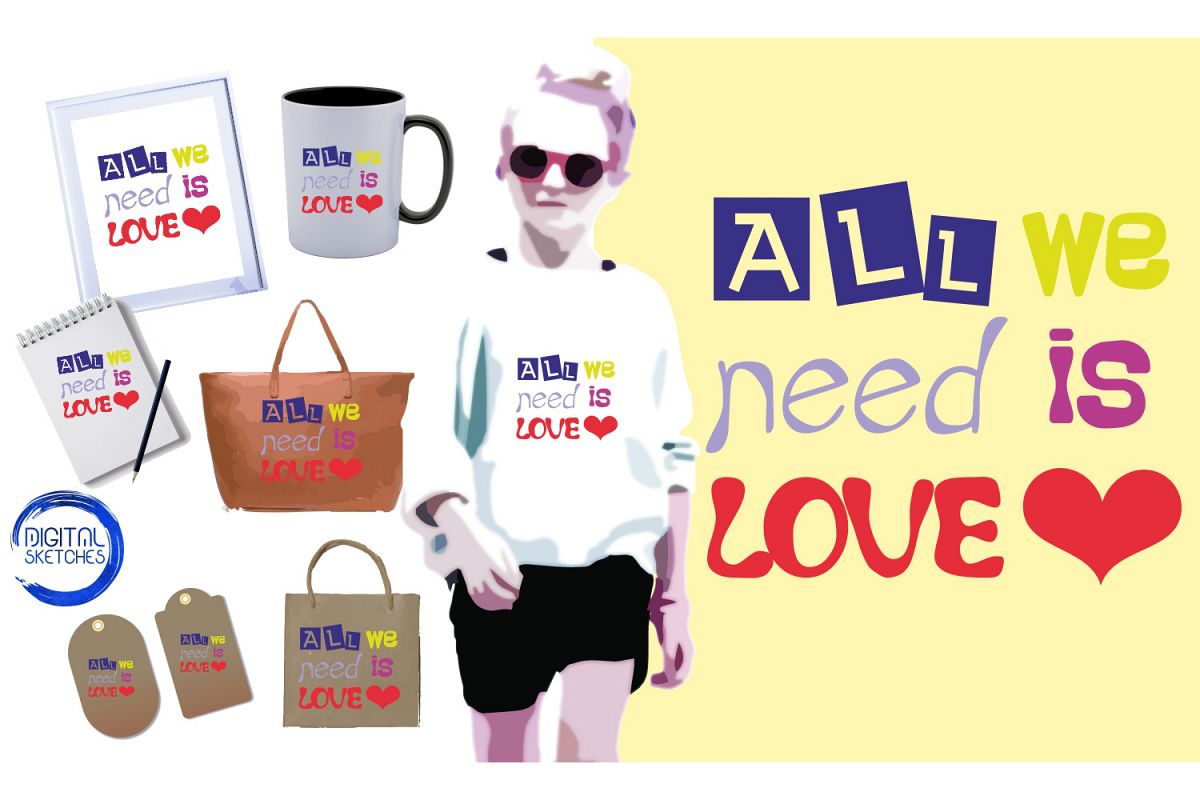 Saying Love Heart Cut File Vector Graphics Illustration example image 1