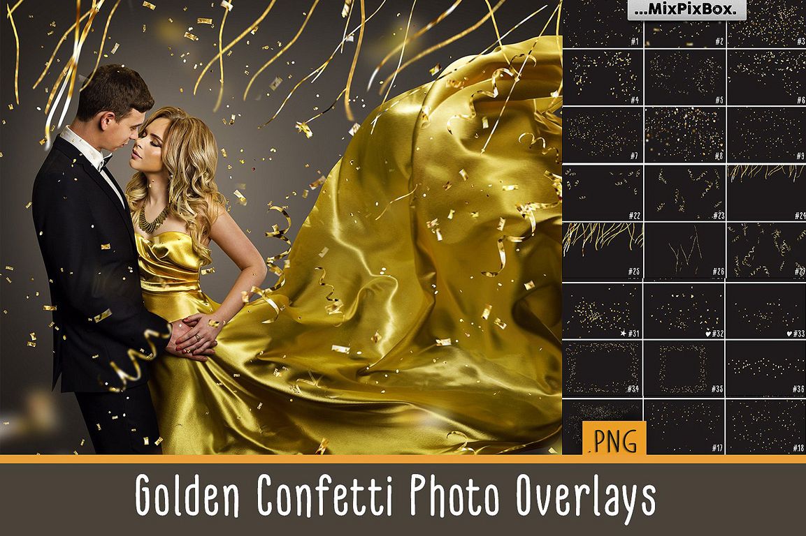 Golden Confetti Photo Overlays example image 1