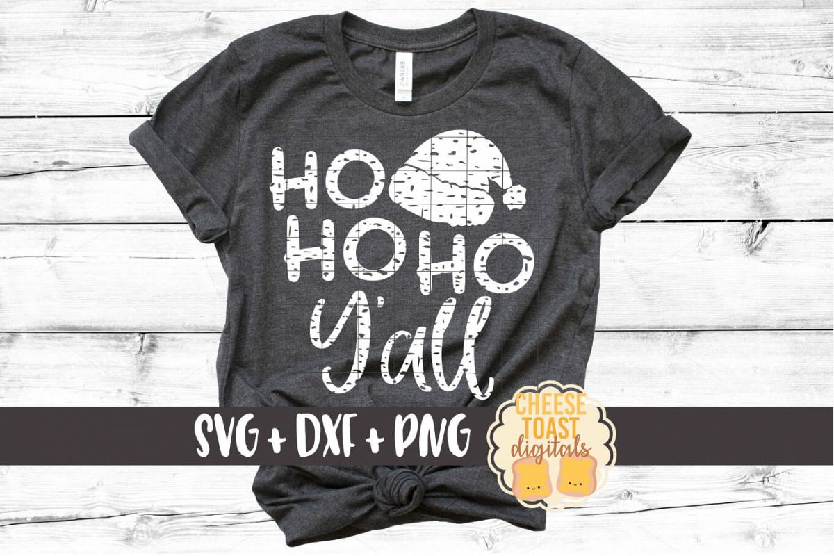 Distressed Ho Ho Ho Y'all - Christmas SVG Files example image 1