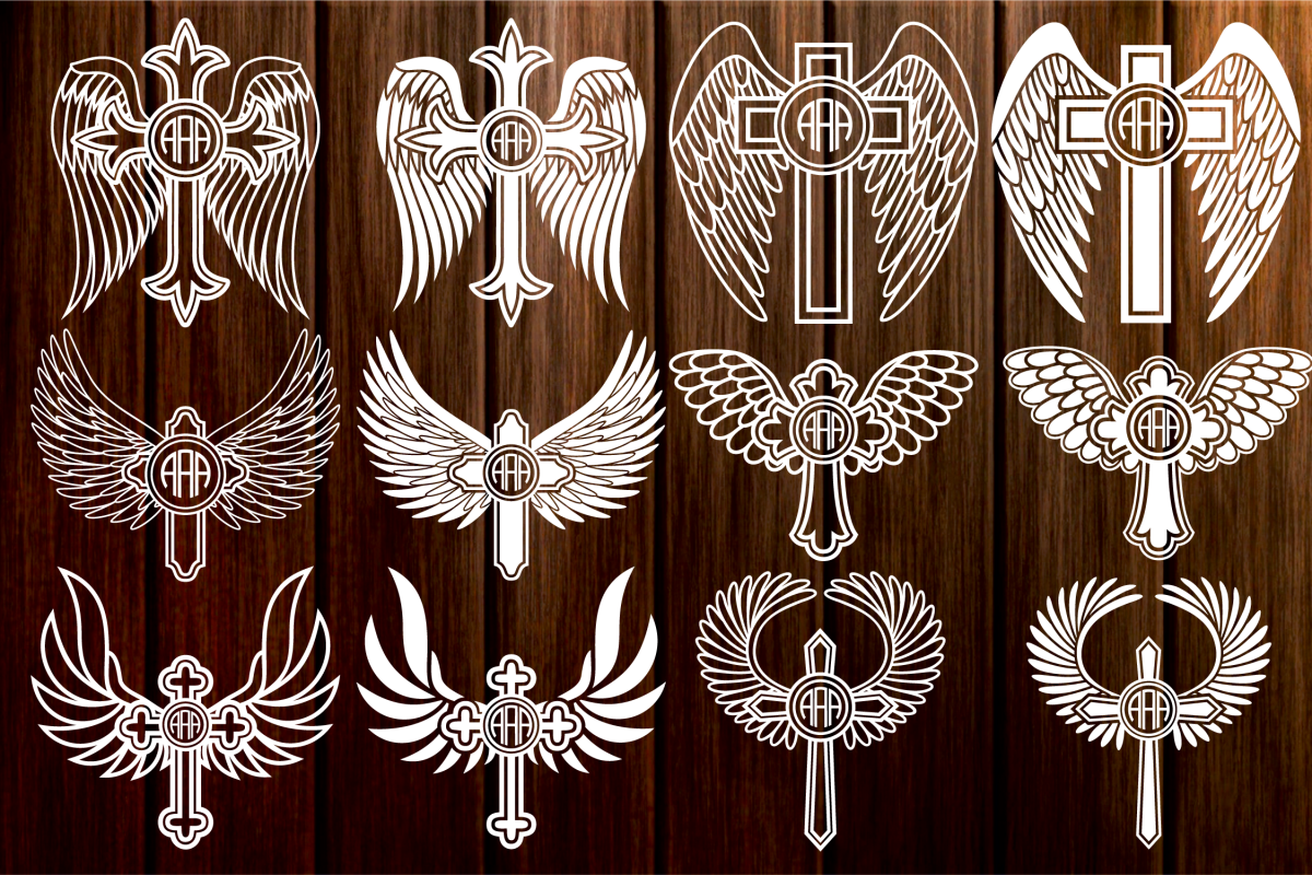 Download Cross with Wings SVG, Cross Svg, Angel Wings, Circle Frames