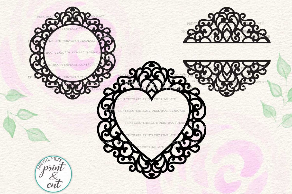 Download Swirly Swirls monogram frame for name bundle cutting svg pdf