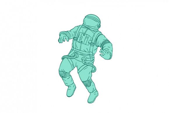 Astronaut Floating in Space Drawing example image 1