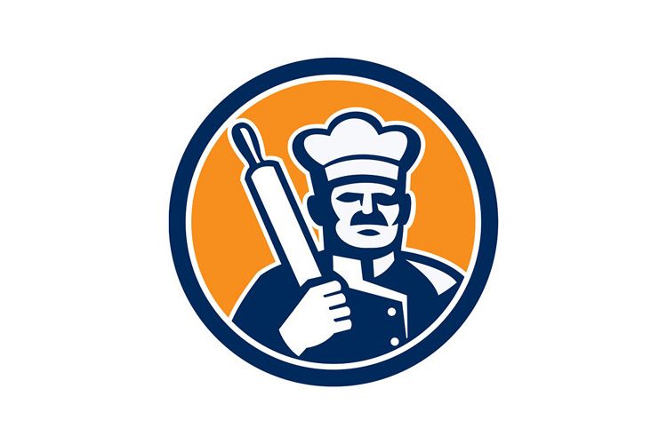 Baker Chef Cook Rolling Pin Circle Retro example image 1