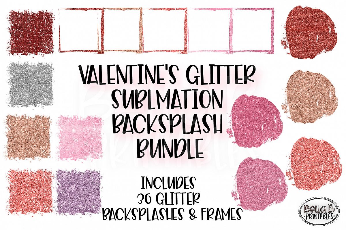 Valentines Glitter Sublimation Background Bundle, Frames example image 1
