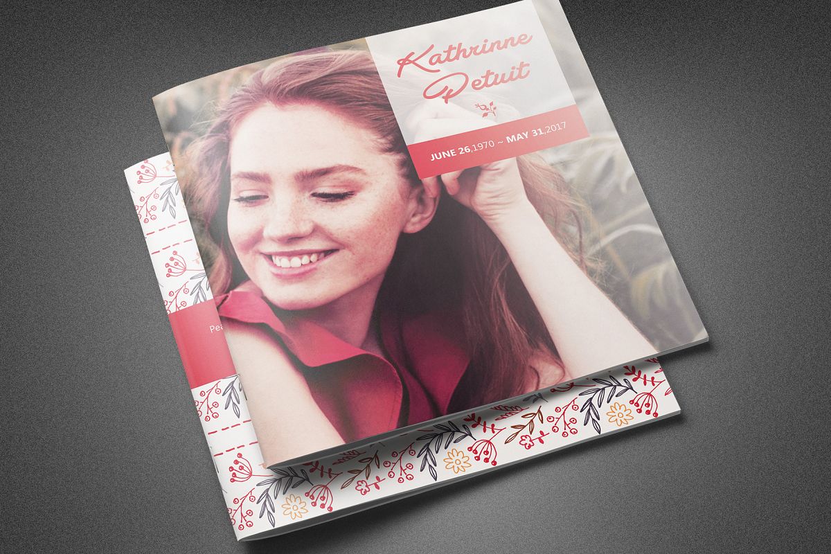 Floral Funeral Program Template example image 1