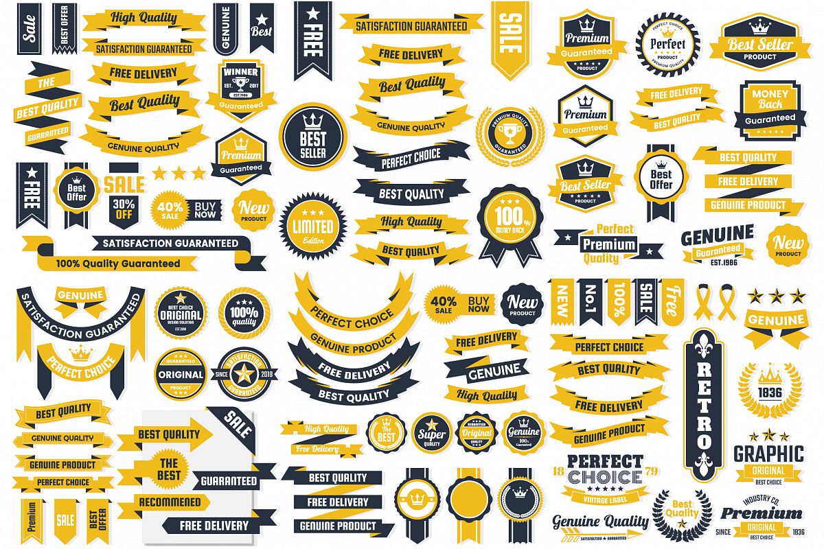 Vintage Badge & Objects Vector Set example image 1