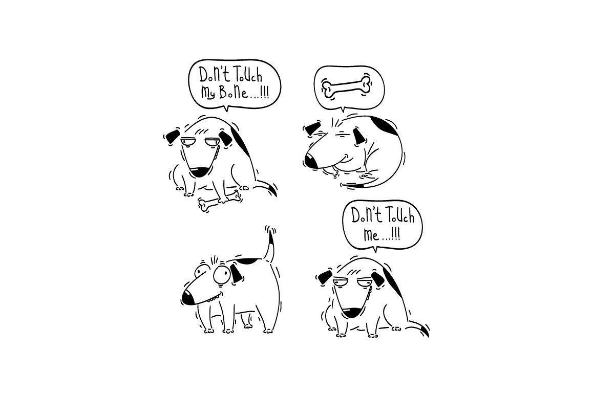 Set of funny hand drawn cartoon doggy. example image 1