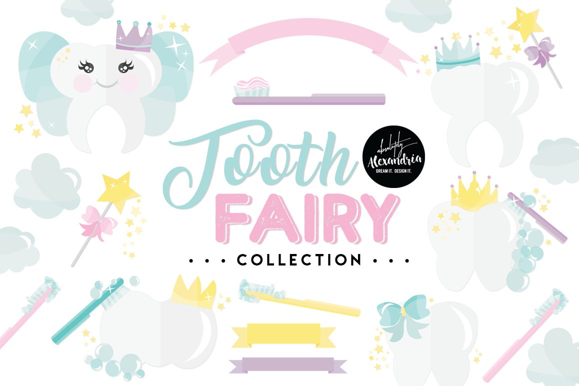 Tooth Fairy Clipart Graphics & Digital Paper Patterns Bundle example image 1