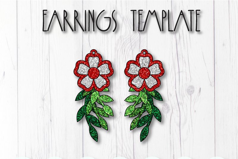 Flower earrings template SVG, DIY earrings template example image 1