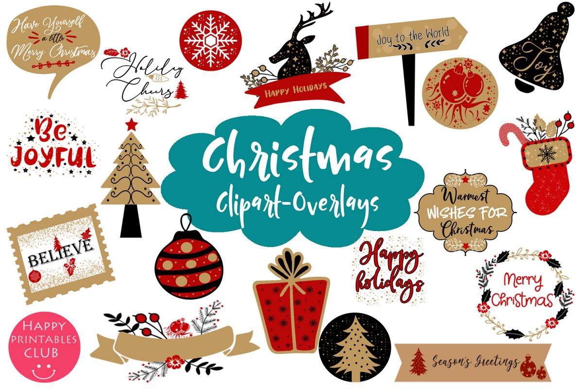 Christmas Clipart- Christmas Overlays-Holiday Graphics example image 1