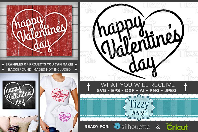 Happy Valentines Day Sign SVG - Valentines Day SVG - 1512 example image 1