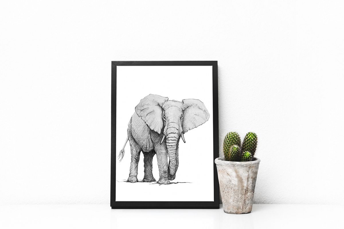 Hand drawn wild Elephant example image 1