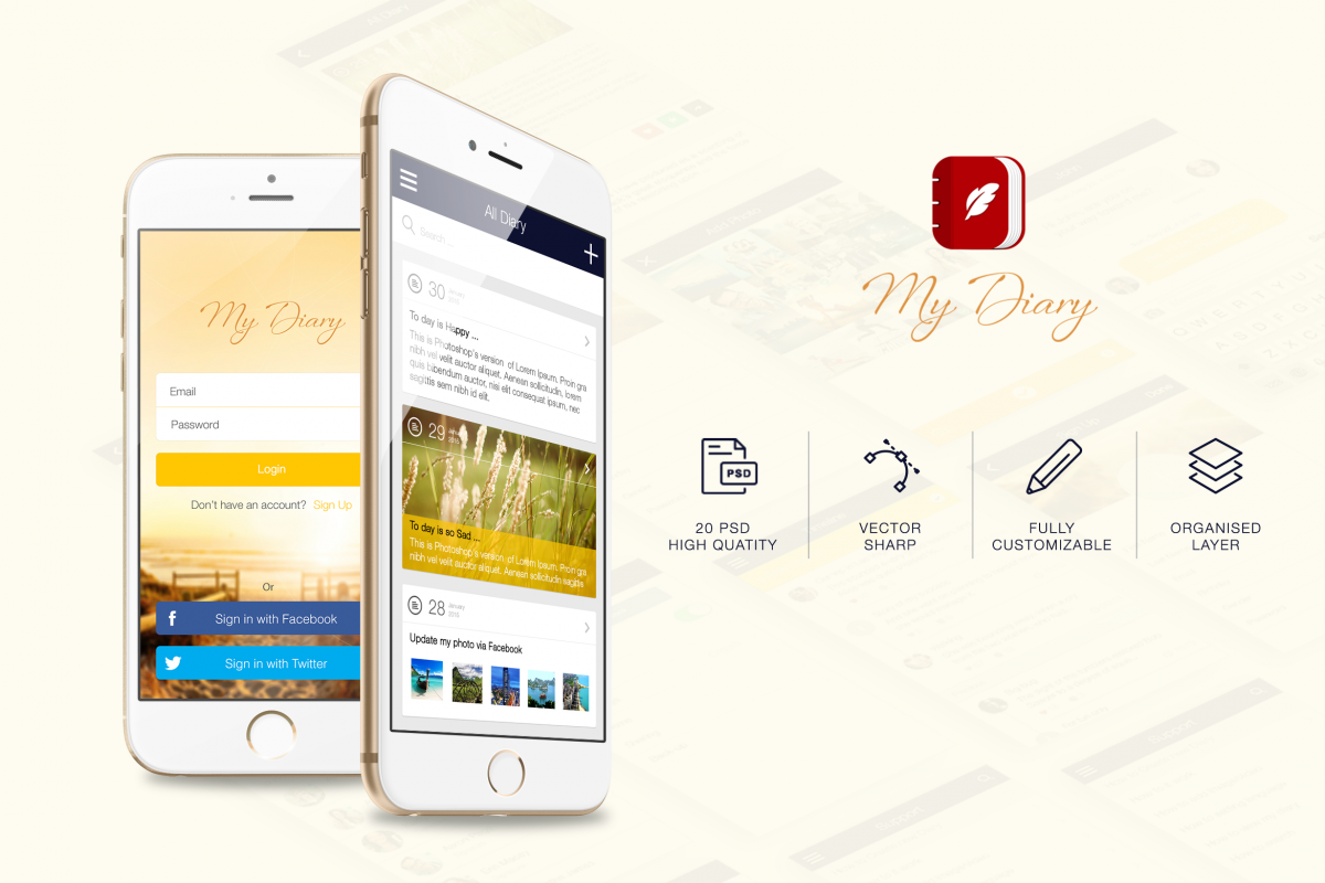 My Diary - UI Mobile Kit example image 1