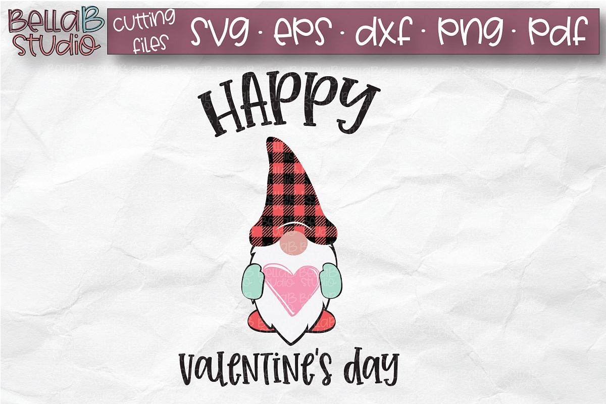 Valentine Gnomes SVG, Happy Valentines Day, Buffalo Plaid example image 1