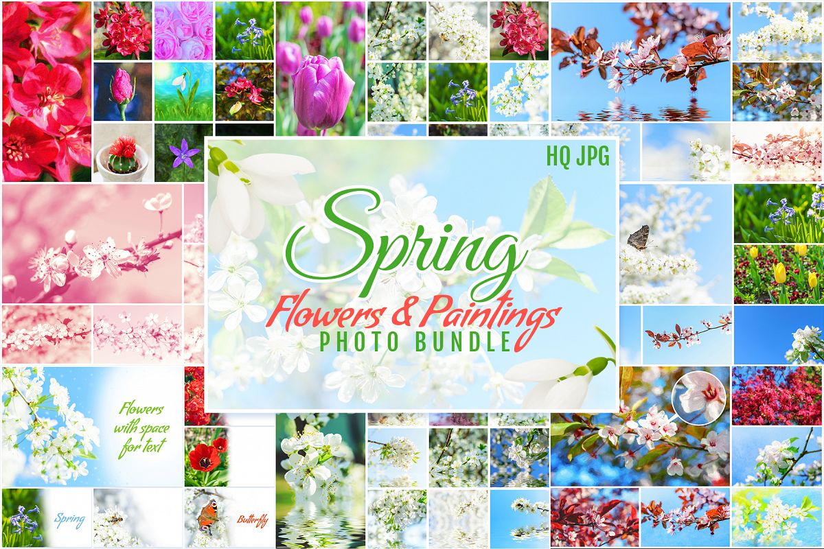 Spring Flowers and Paintings Bundle example image 1