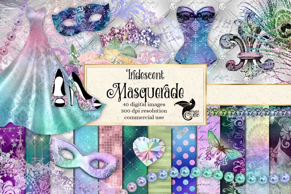 Iridescent Masquerade Digital Scrapbooking Kit example image 1