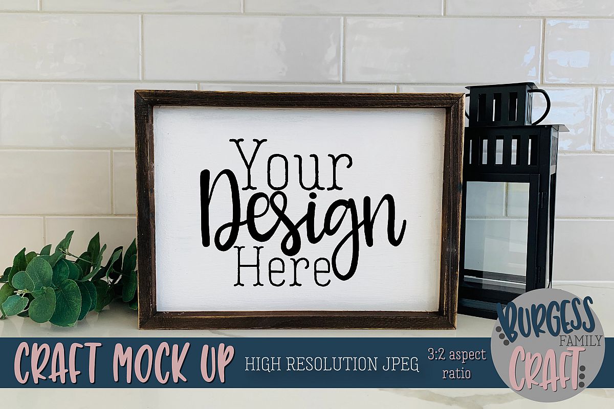 Rustic wood sign landscape Craft mock up |High Res JPEG example image 1