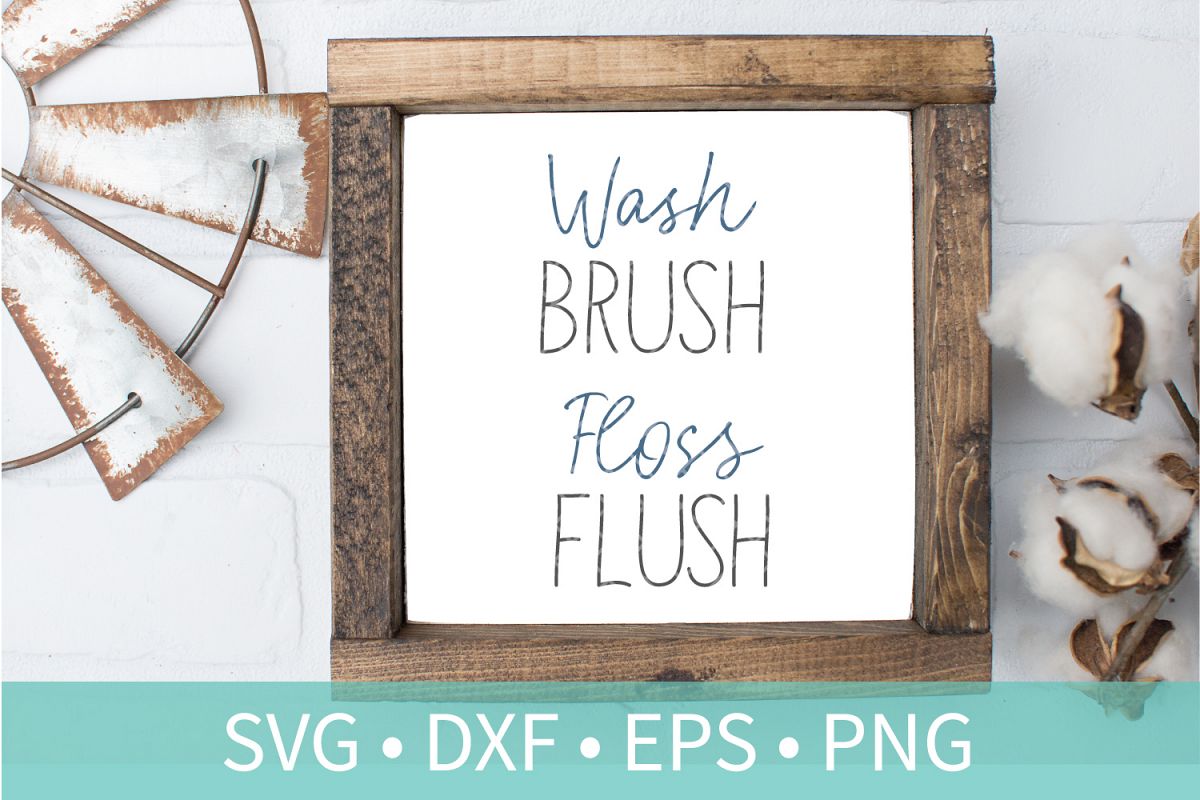 Wash Brush Floss Flush SVG DXF EPS PNG Clipart Cut File example image 1