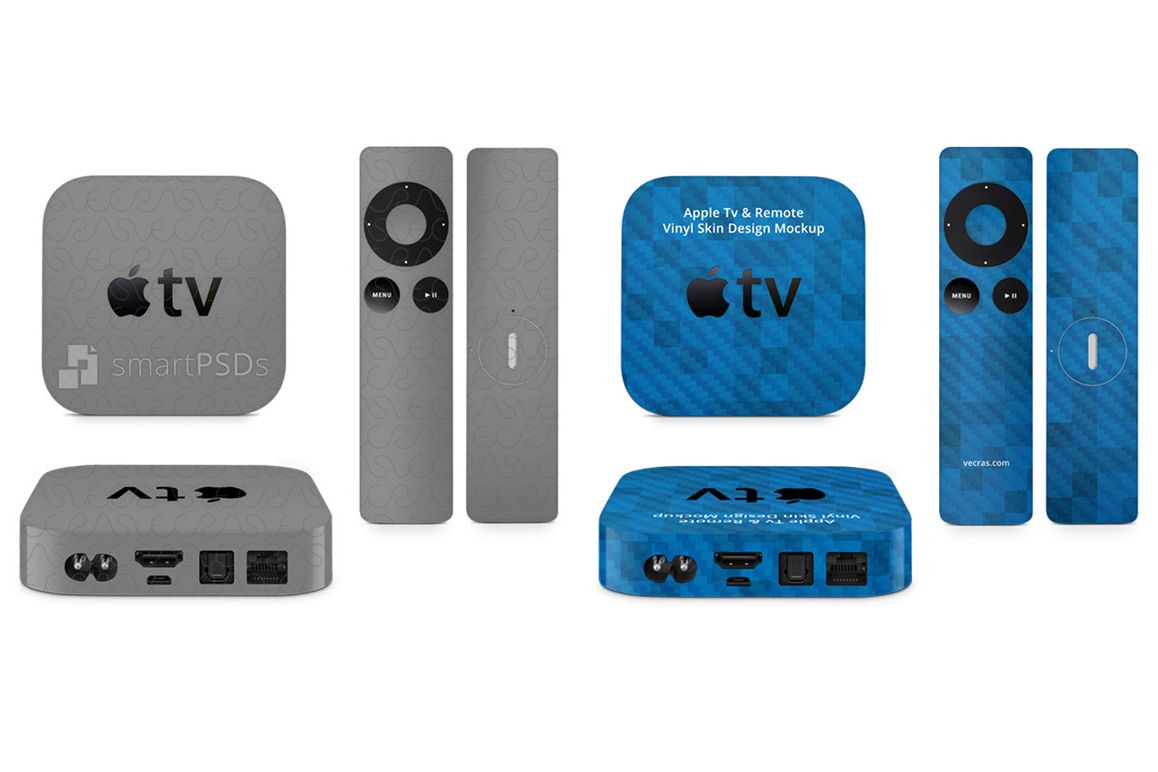Apple TV & Remote 2nd and 3rd Generation Vinyl Skin Design Mockup example image 1