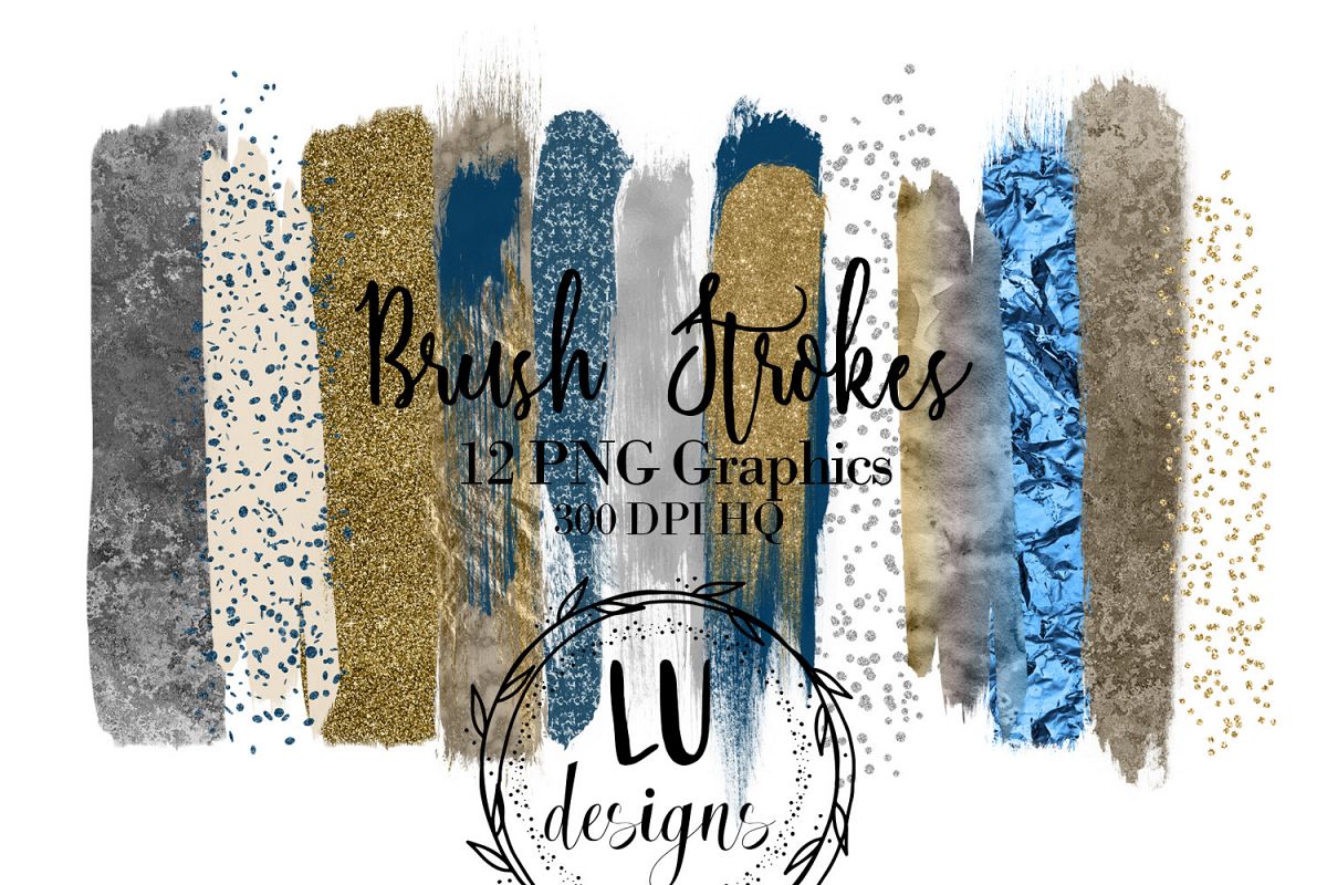 Gold, Silver, and Navy Blue Brush Strokes example image 1