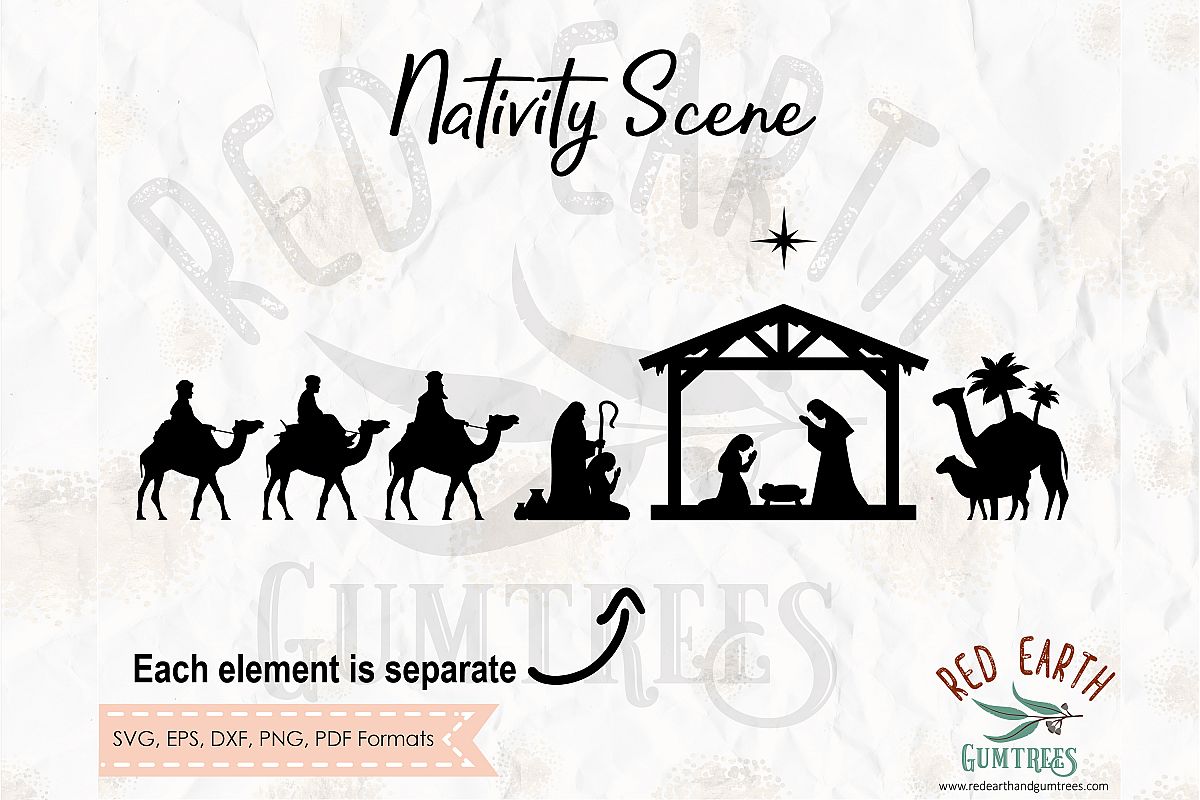 Download Nativity scene, Christmas, 3 kings in SVG,DXF,PNG,EPS format