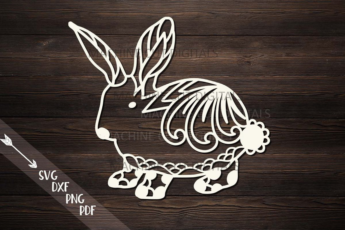 Floral Cute Easter bunny rabbit svg dxf file for machine cut example image 1