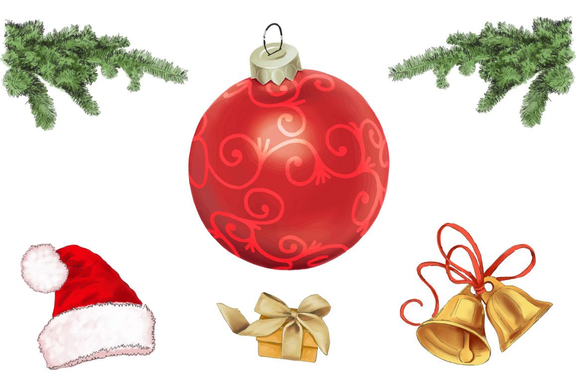 Merry Christmas elements hand painting vector example image 1