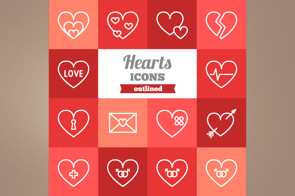 Outlined Hearts Icons example image 1