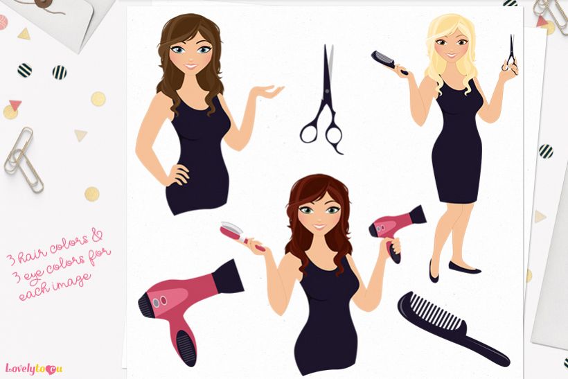 Woman hair stylist character clip art L101 Brook example image 1