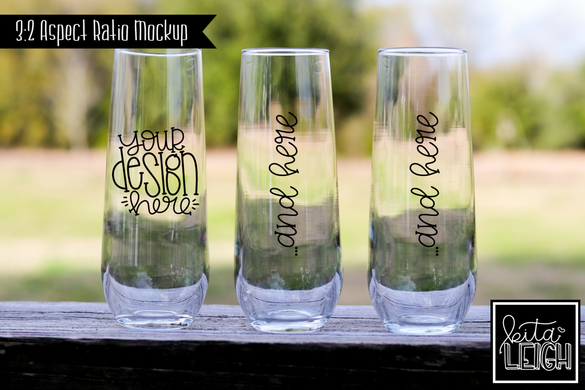 Bridal Party Champagne Toasting Flute Rustic Wedding Mockup example image 1
