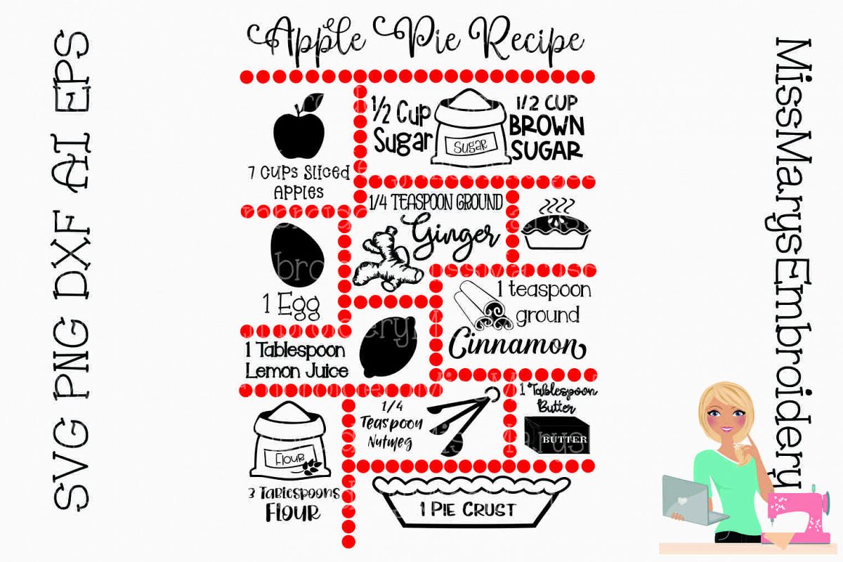 Apple Pie Recipe SVG Cut File example image 1