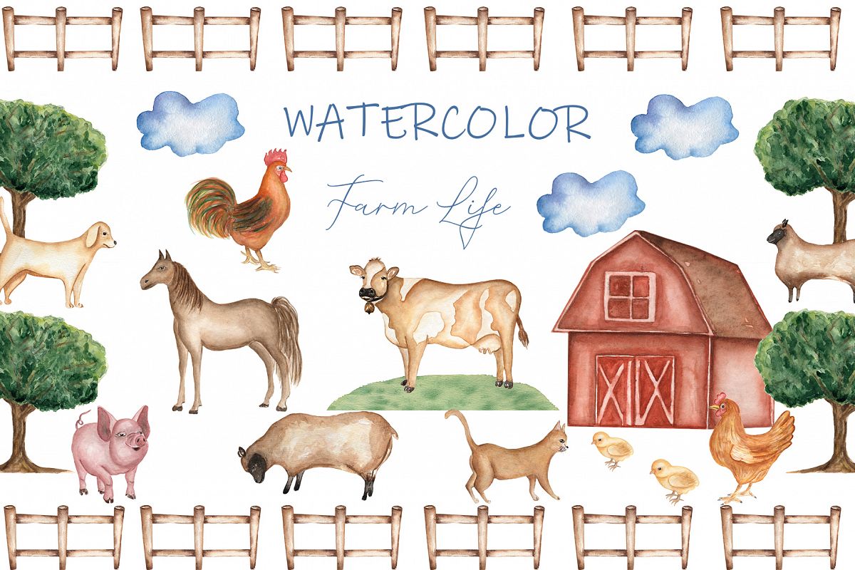 Watercolor Farm life example image 1