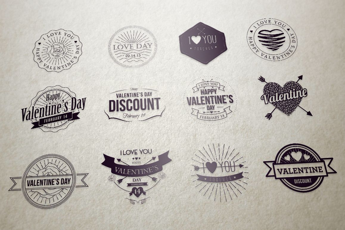 Badges Valentine Vintage example image 1