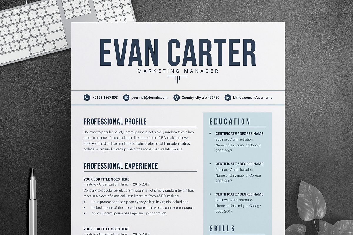 Wonderlijk CV Template | Resume Template | CV Design Cover Letter (417120 VN-18