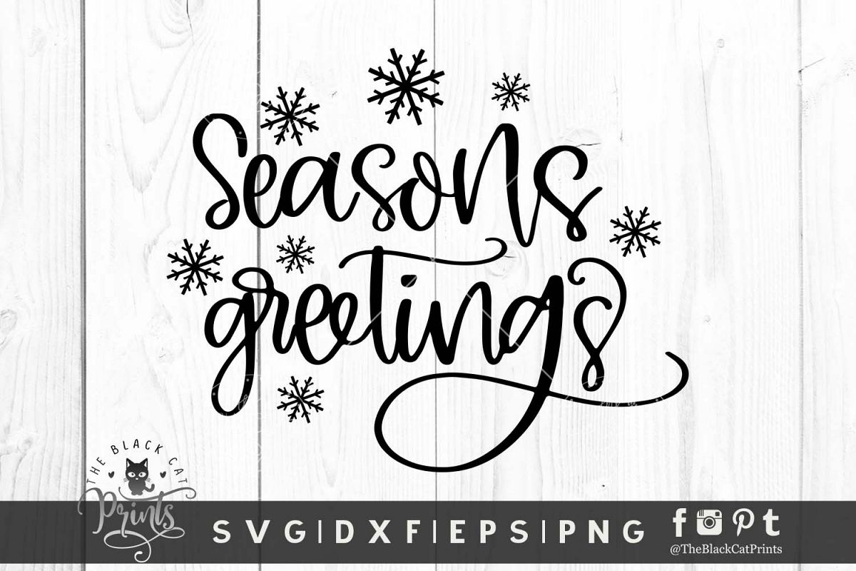 Seasons Greetings SVG DXF EPS PNG Christmas Winter Cut files example image 1